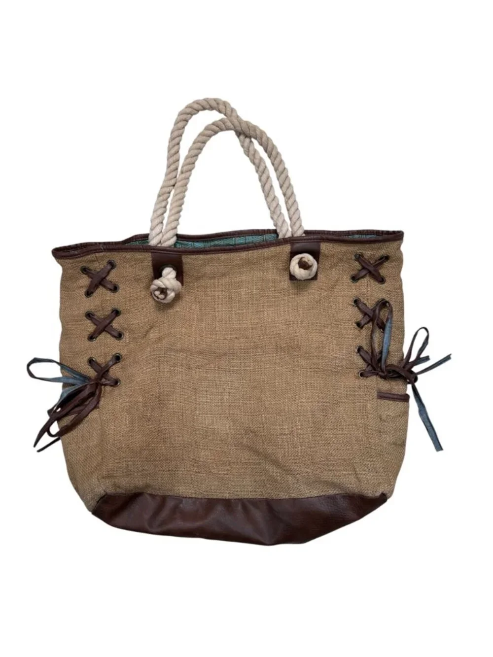 Billabong Beach Burlap Day Tripper Tote Bag Nautical Travel Packable
